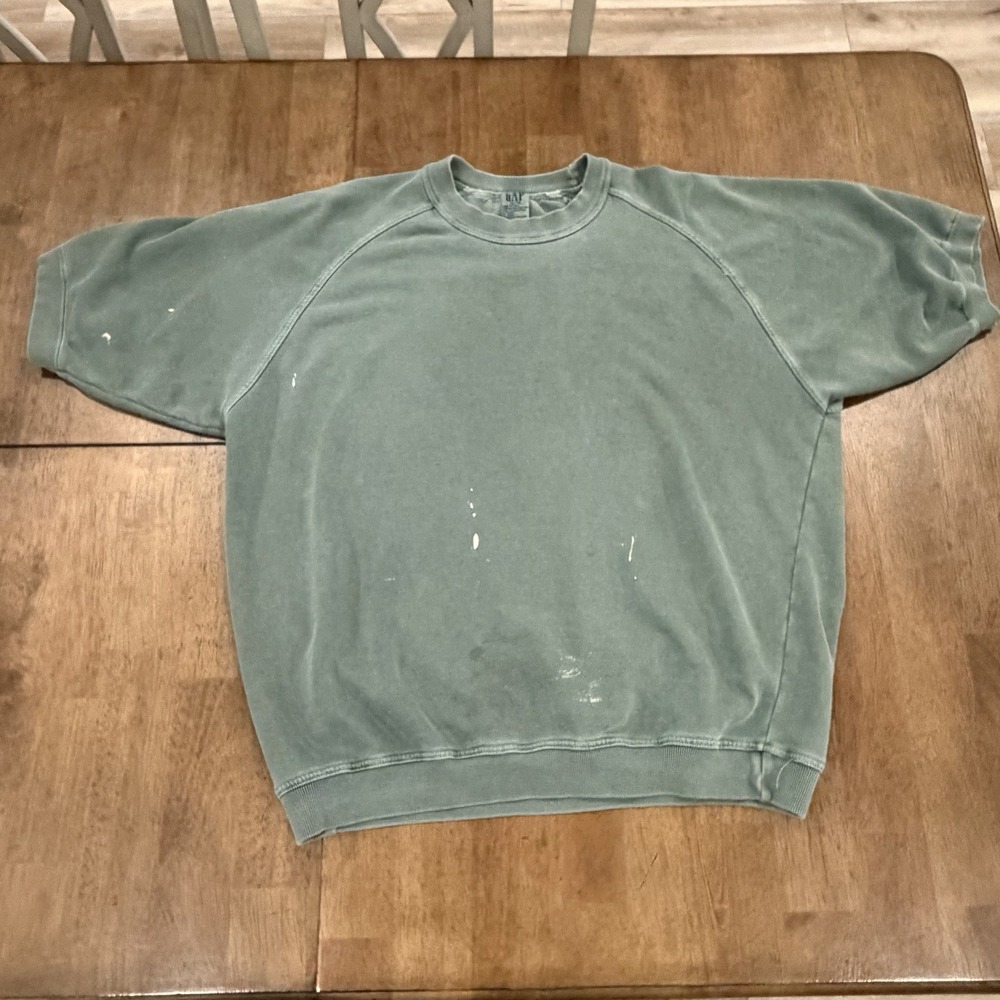 Vintage 90's Gap Short Sleeve Raglan Crewneck Sweatshirt Faded Green Thrashed